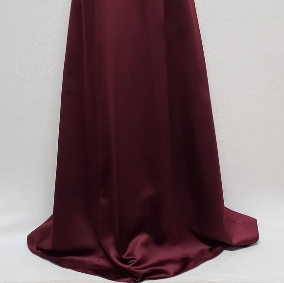 Vintage 90s Bill Levkoff Cabernet Red Beaded Sweetheart Neckline Maxi Dress 8 - Picture 7 of 15